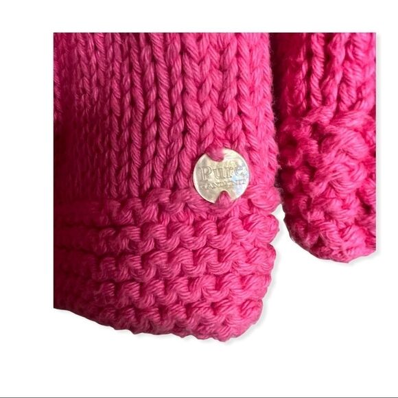 Pure Hand Knit Chunky Button Up Heavy Knit Sweater Cardigan S - Picture 5 of 9